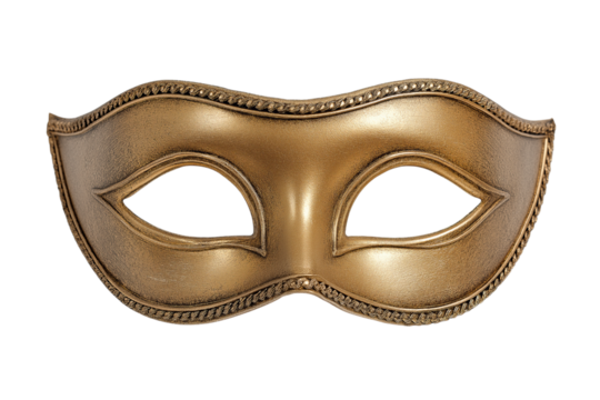 Simple Gold Masquerade Mask with Chain Detail venetian mask isolated on a transparent background