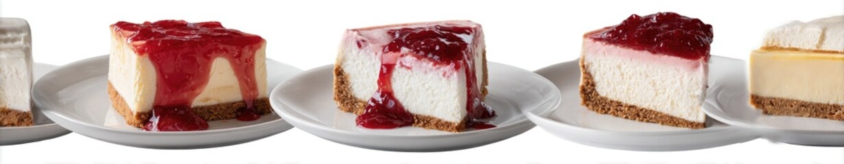 Assorted cheesecake slices with berry topping