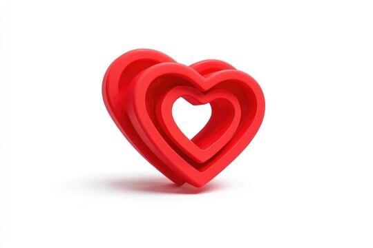 Two nested red hearts on white background