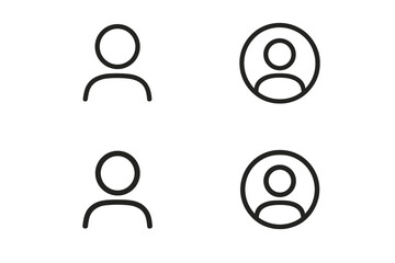 Obraz premium User profile line icon set for web and app design. Person, avatar, account, contact, and member symbols. Minimalist outline pictogram for UI, UX, and social media. Vector illustration.