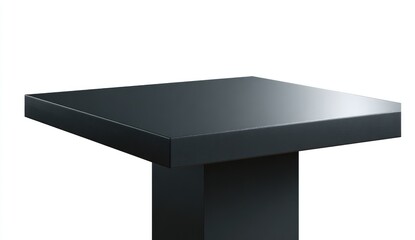Square black tabletop on a pedestal base