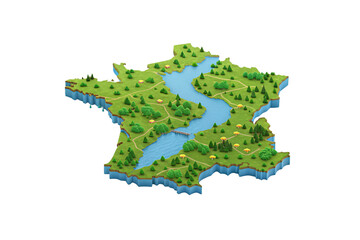 France Map With Forests Rivers