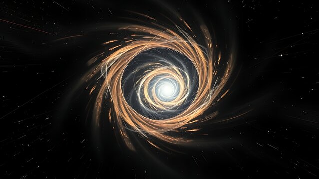 A dark matter vortex warping the fabric of spacetime, with light bending into impossible shapes.