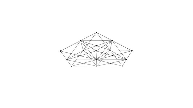 Rotating Mesh: Dynamic Geometry in Motion, A rotating 3D wireframe animation showcasing an intricate network of interconnected nodes and lines