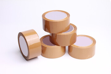 Roll of adhesive tape isolated on white background.