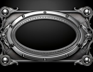 silver frame with rivets on a black background