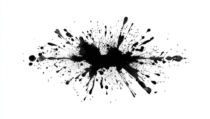 Abstract black ink splatter on white background