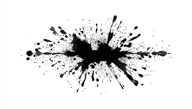 Abstract black ink splatter on white background