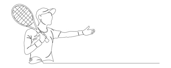 Continuous line drawing of male tennis player concept. for sport match Tennis ball Vector illustration 2
