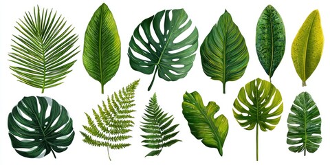 Collection of vibrant tropical leaves