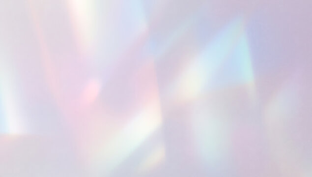 Rainbow light dispersion overlay with prism reflection. Hologram glass texture, abstract shimmer background. Transparent refraction leak photo effect.