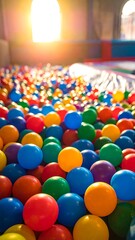 Naklejka premium Colorful ball pit with sunlight