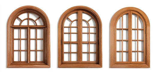 Three arched wooden windows (1)