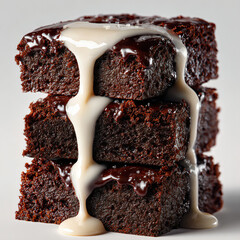 Triple Chocolate Brownie Stack with Dripping White Chocolate Glaze