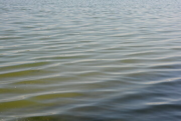 Beautiful, tranquil nature. Small waves spread across the surface of the river Samara in Ukraine.