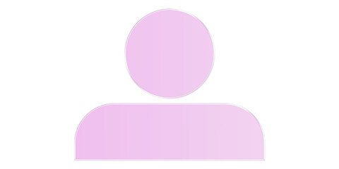 Pink Glass Person Icon, Minimalist User Profile Avatar for UI on Transparent Background
