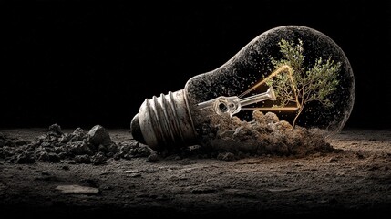 Illuminating Growth: Tree Inside Light Bulb