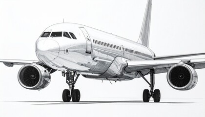 Fototapeta premium A commercial passenger airplane isolated on a white background.