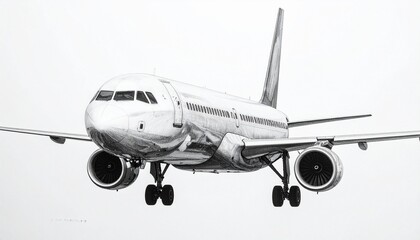 Obraz premium A commercial passenger airplane isolated on a white background.