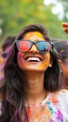 Joyful Holi Festival Celebration Portrait
