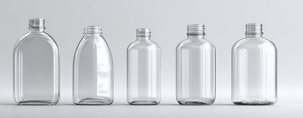 Clear plastic bottles of various shapes