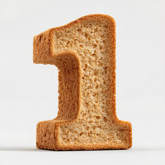Number 1 Made from Toasted Bread Slice