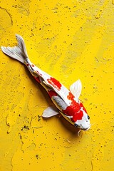 Koi Fish on Textured Yellow Background