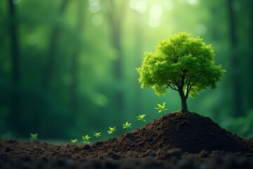 A young sapling thrives in a sunlit forest clearing symbolizing growth and the beauty of nature s renewal