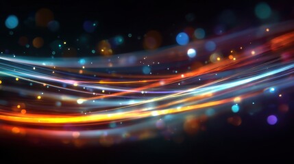 Colorful Light Trails Abstract Background with Vibrant Neon Streaks