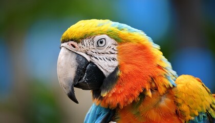 colorful macaw parrot close up