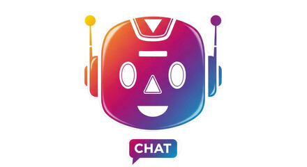 Isolated robot chatbot icon. Colorful stylized digital assistant for online communication