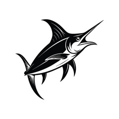 Vector silhouette of a fish swimming in the ocean illustration