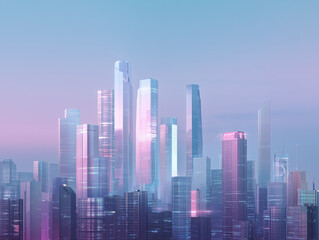 Pastel Futuristic City Skyline
