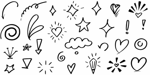 Hand-drawn black ink doodles of simple shapes