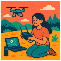 Flying a Drone in the Park with Tablet Controller