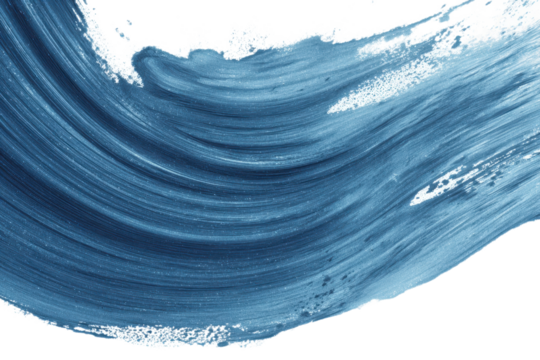 Abstract light blue ink flow brush shape transparent PNG isolated background. Vibrant, vivid, colorful art, bright swirl texture design