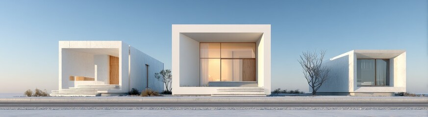 Fototapeta premium Modern minimalist homes in a row