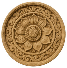 Intricate Floral Relief Design with Swirling Patterns in Earthy Tones