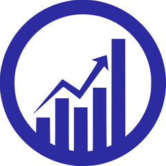 Growth chart circle logo business finance bar graph icon upward trend vector