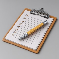 Clipboard with checklist and pen