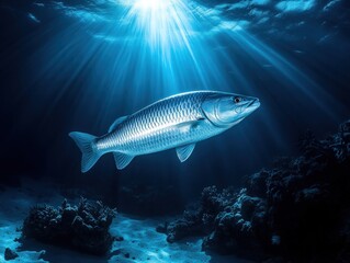 Majestic Tarpon Swimming Underwater