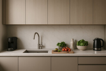 Realistic Modern Kitchen Counter Interior
