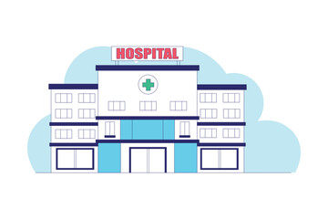Hospital Building and Healthcare Flat Infographic Illustration