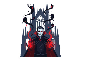 Vampire in a Gothic Setting: A captivating image featuring a powerful vampire figure, exuding an aura of mystery, standing before a Gothic cathedral.