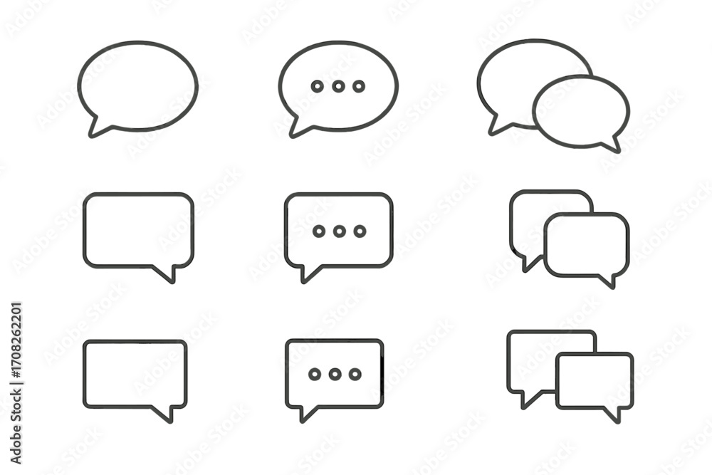 Poster chat bubble line icon collection. editable stroke vector. message, dialogue, comment pictogram set. 