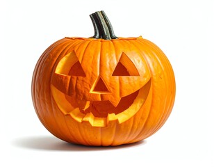 A carved Halloween pumpkin with a spooky face.