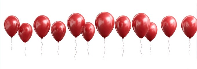 Row of glossy red balloons