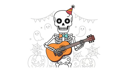 Skeleton Playing Guitar for Halloween Party
