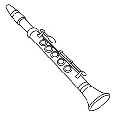 Black and White Line Drawing of a Clarinet Instrument