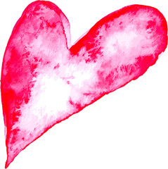 Hand Drawn Pink Watercolor Heart Illustration.